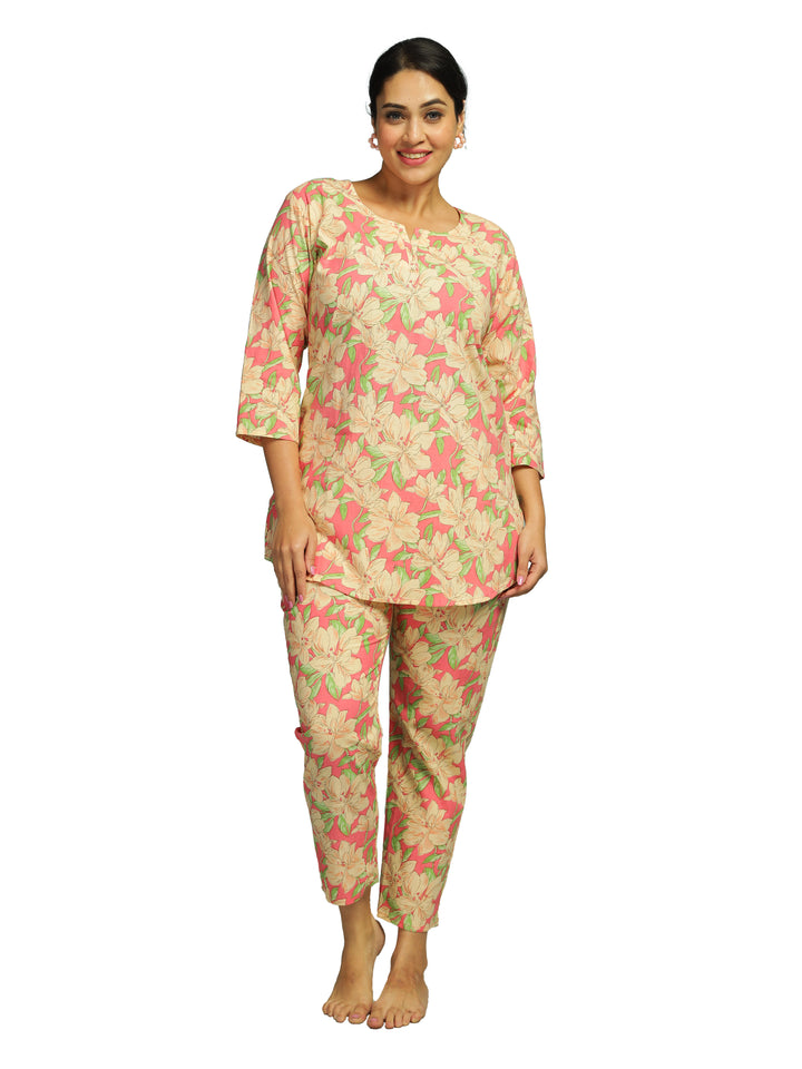 Sunset Floral Cotton Summer Night Suit for Ladies