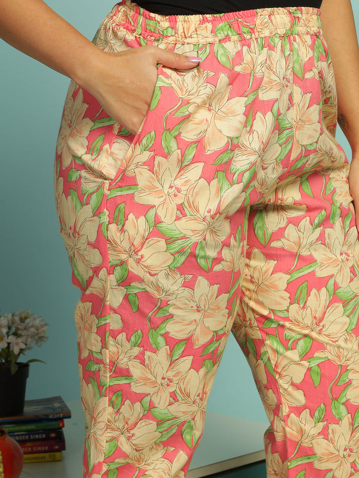 Sunset Floral Cotton Summer Night Suit for Ladies