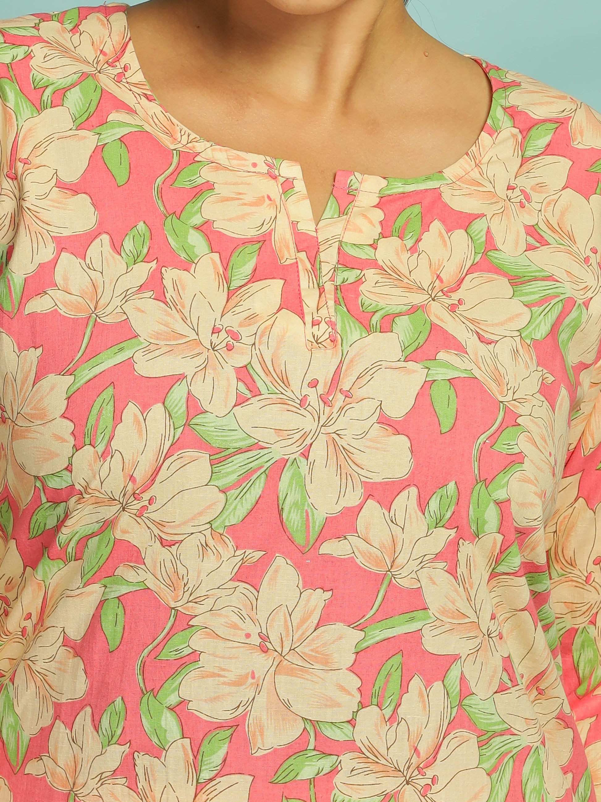 Sunset Floral Cotton Summer Night Suit for Ladies
