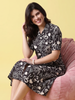 Twilight Florals Button-Down A-Line Nighty for Women