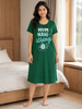 Green Hosiery Cotton Plus Size Short Nighty For Women