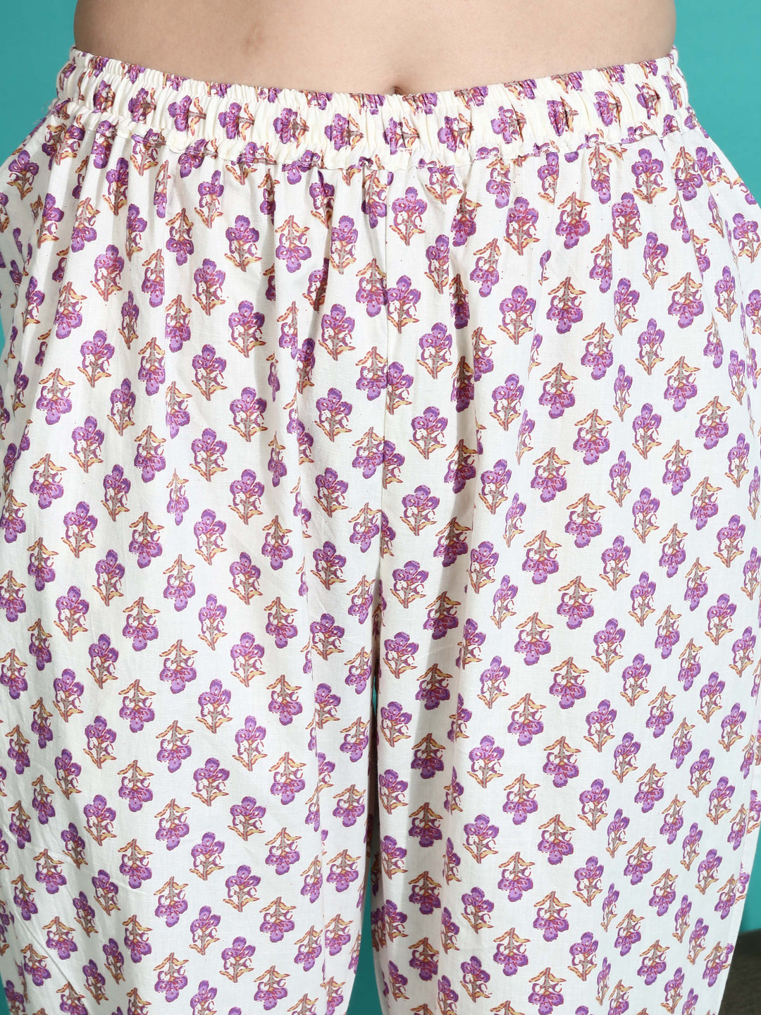 White Pink Pure Cotton Coord Set for Women