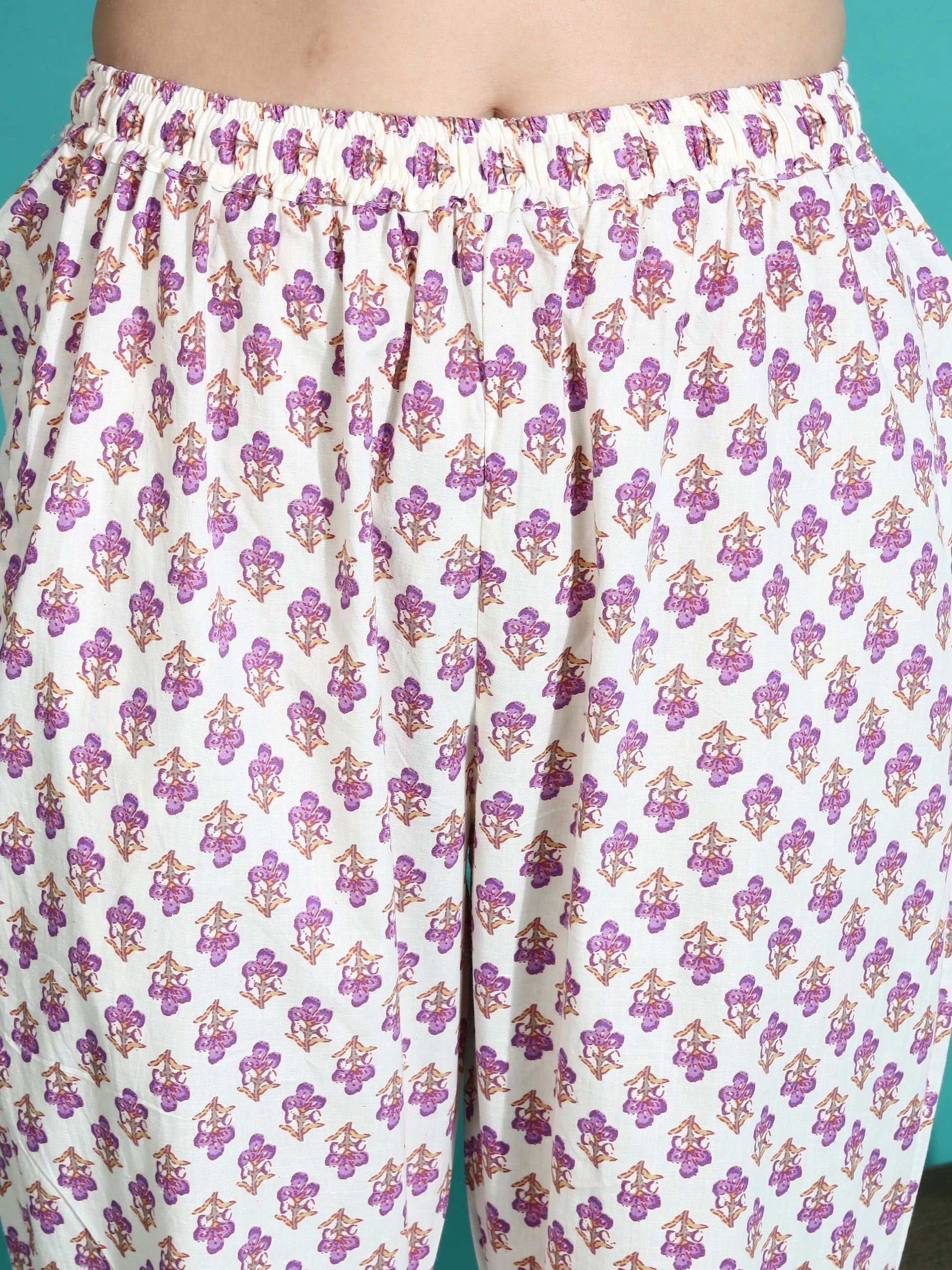 White Pink Pure Cotton Coord Set for Women