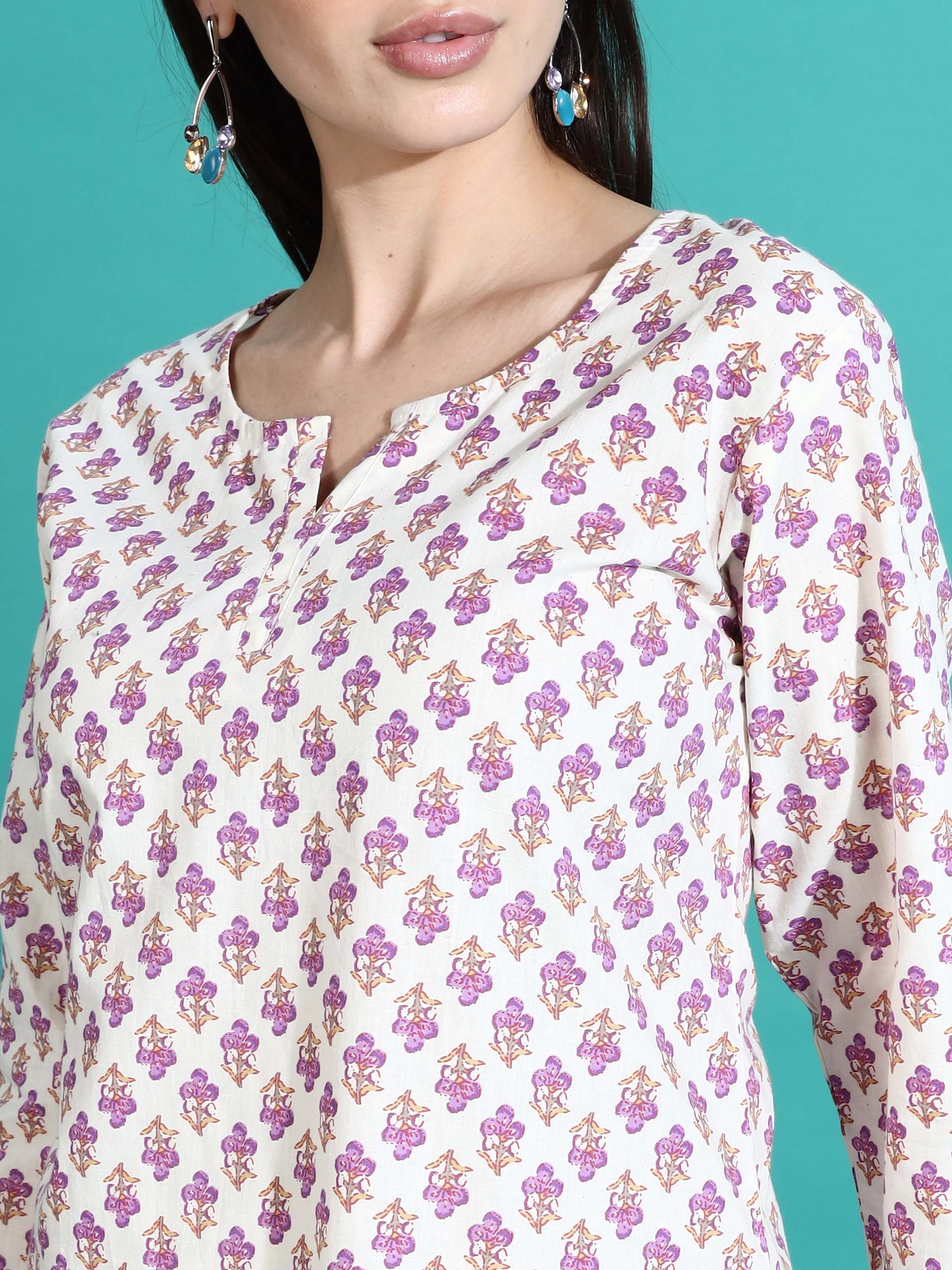 White Pink Pure Cotton Coord Set for Women