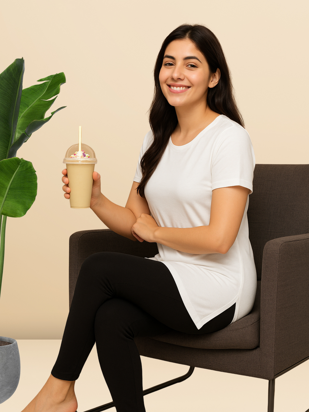 White cotton long tshirt for women with hip coverage for yoga and gym wear