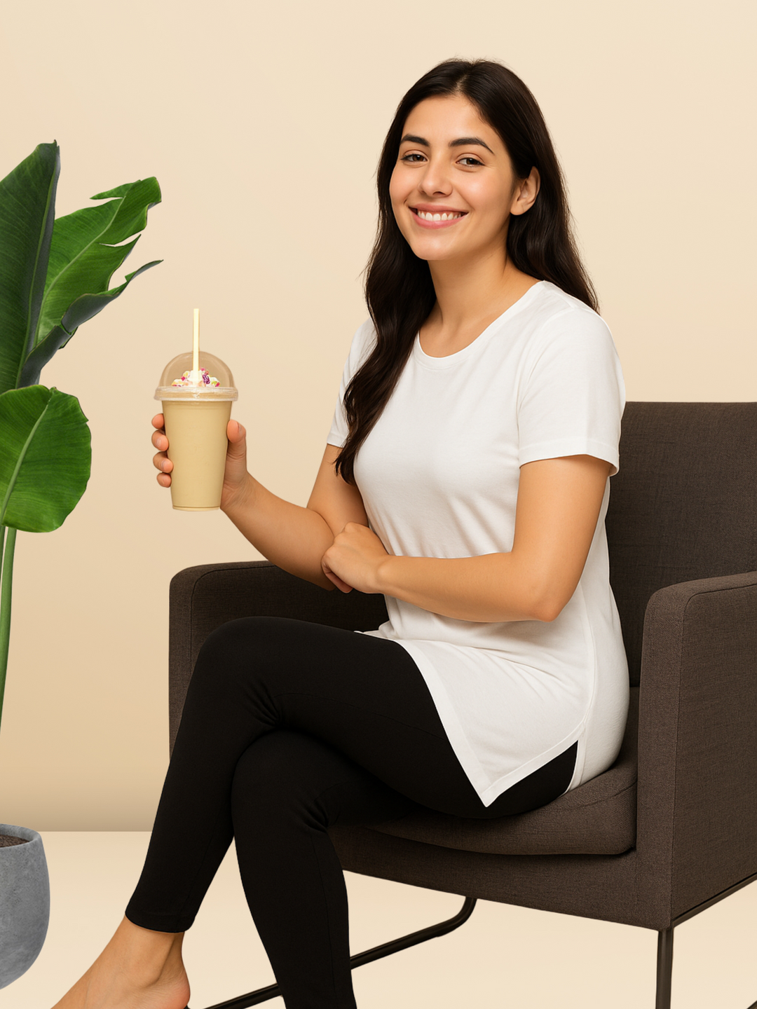 White cotton long tshirt for women with hip coverage for yoga and gym wear