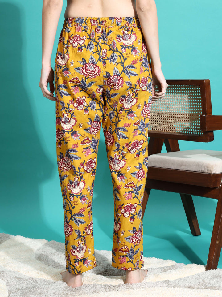Marigold Yellow Floral Cotton Co-ord Set for Women