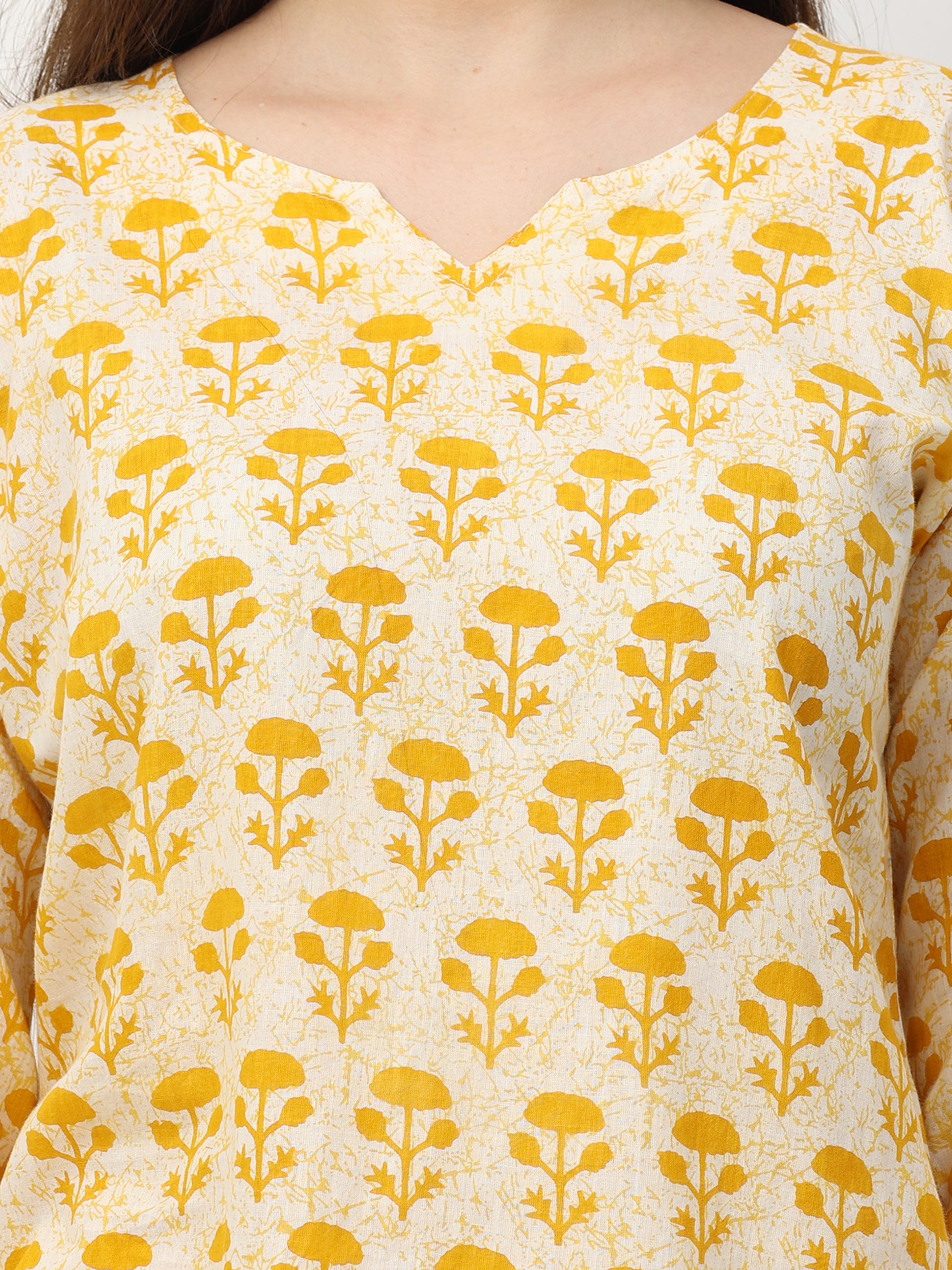 Sunburst Yellow Pure Cotton Branded Night Suit for Women