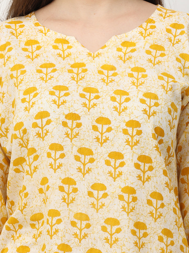 Sunburst Yellow Pure Cotton Branded Night Suit for Women