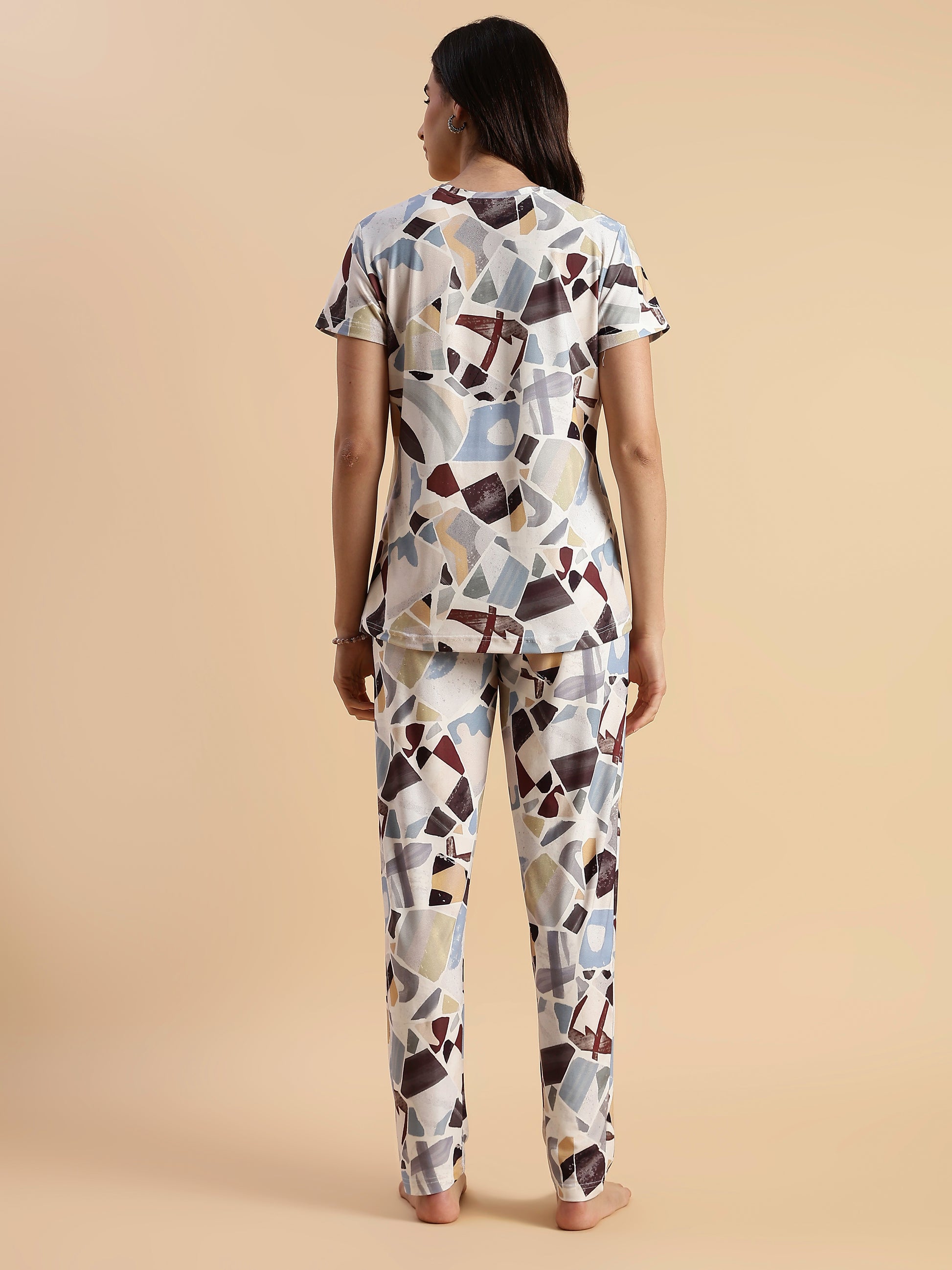 Art Print Gloss Soft Loungewear Set for Girls And Women