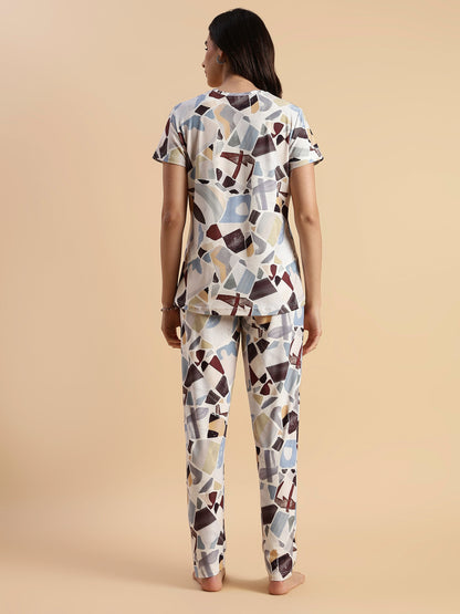 Art Print Gloss Soft Loungewear Set for Girls And Women