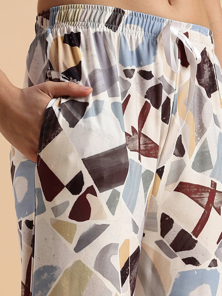 Art Print Gloss Soft Loungewear Set for Girls And Women