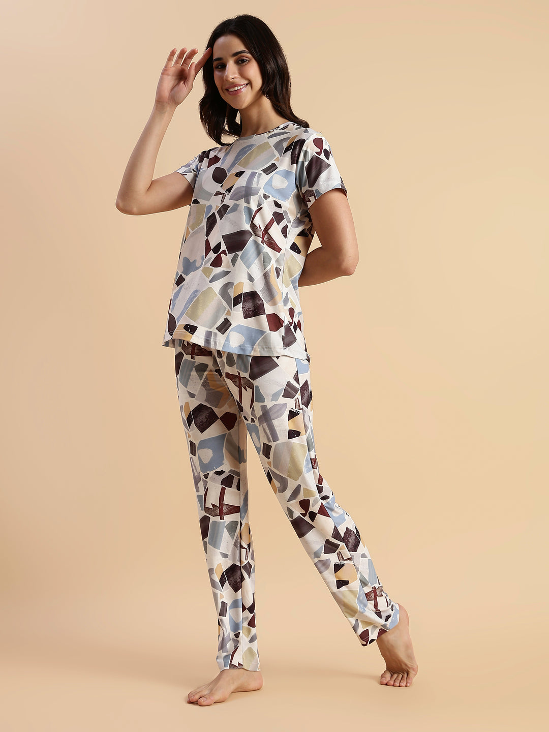 Art Print Gloss Soft Loungewear Set for Girls And Women