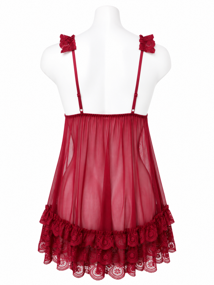 Premium lace ruffle babydoll nightwear set online