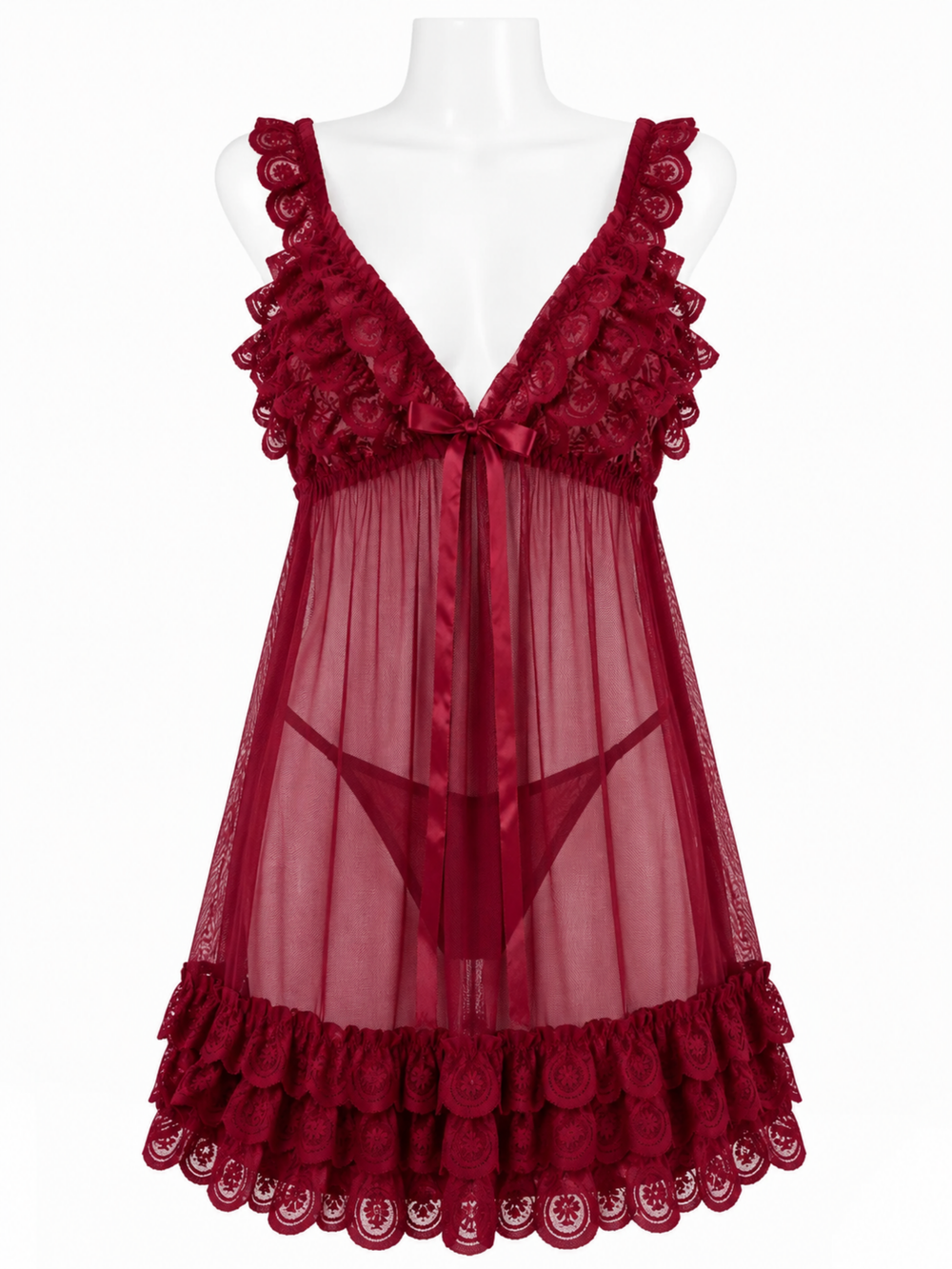 Premium lace ruffle babydoll nightwear set online