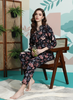 Midnight Black Floral Cotton Co-ord And Pajama Set for Ladies