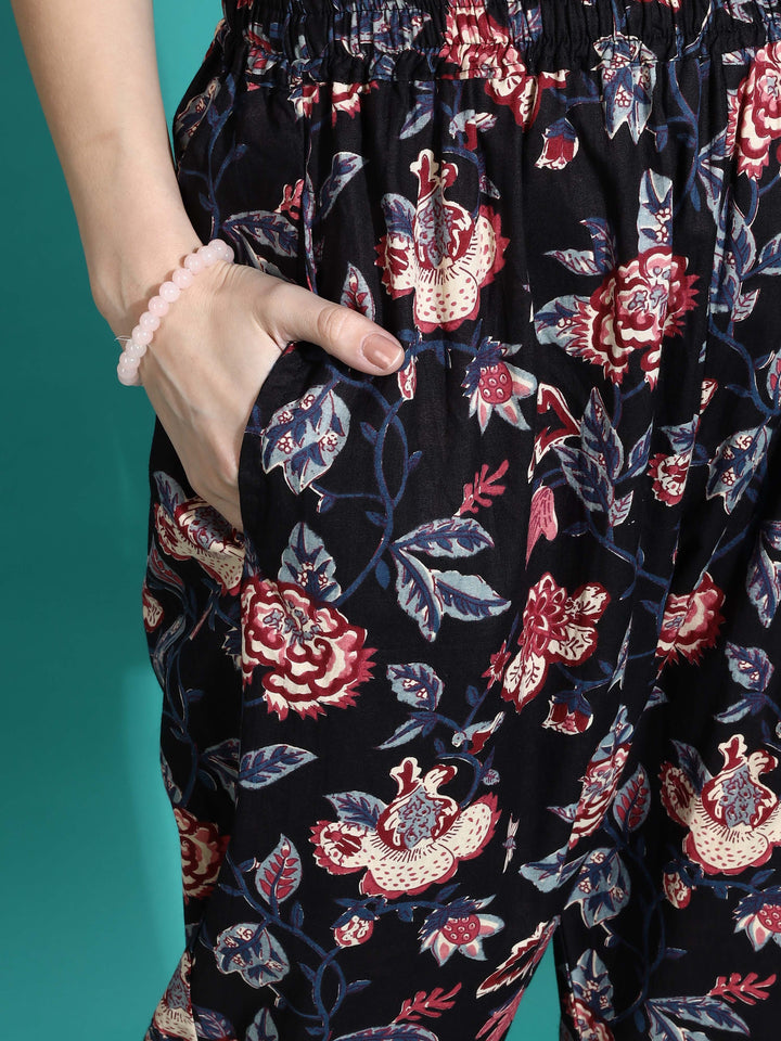 Midnight Black Cotton Co-ord Set for Girls