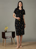 Black Printed Cotton Short Nighty for Women Comfortable Fit