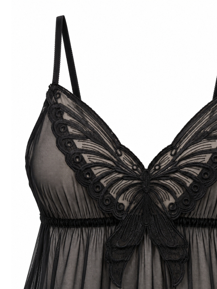 Black sheer powernet babydoll dresses for women online