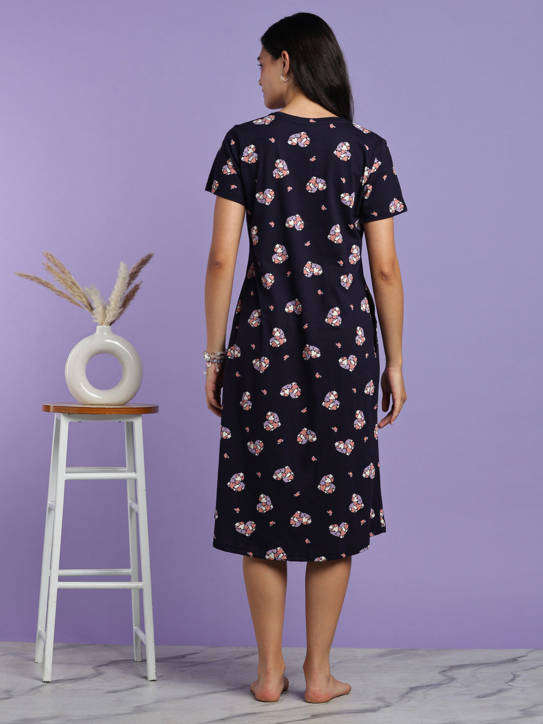 Blue heart hosiery cotton knee length nighty online