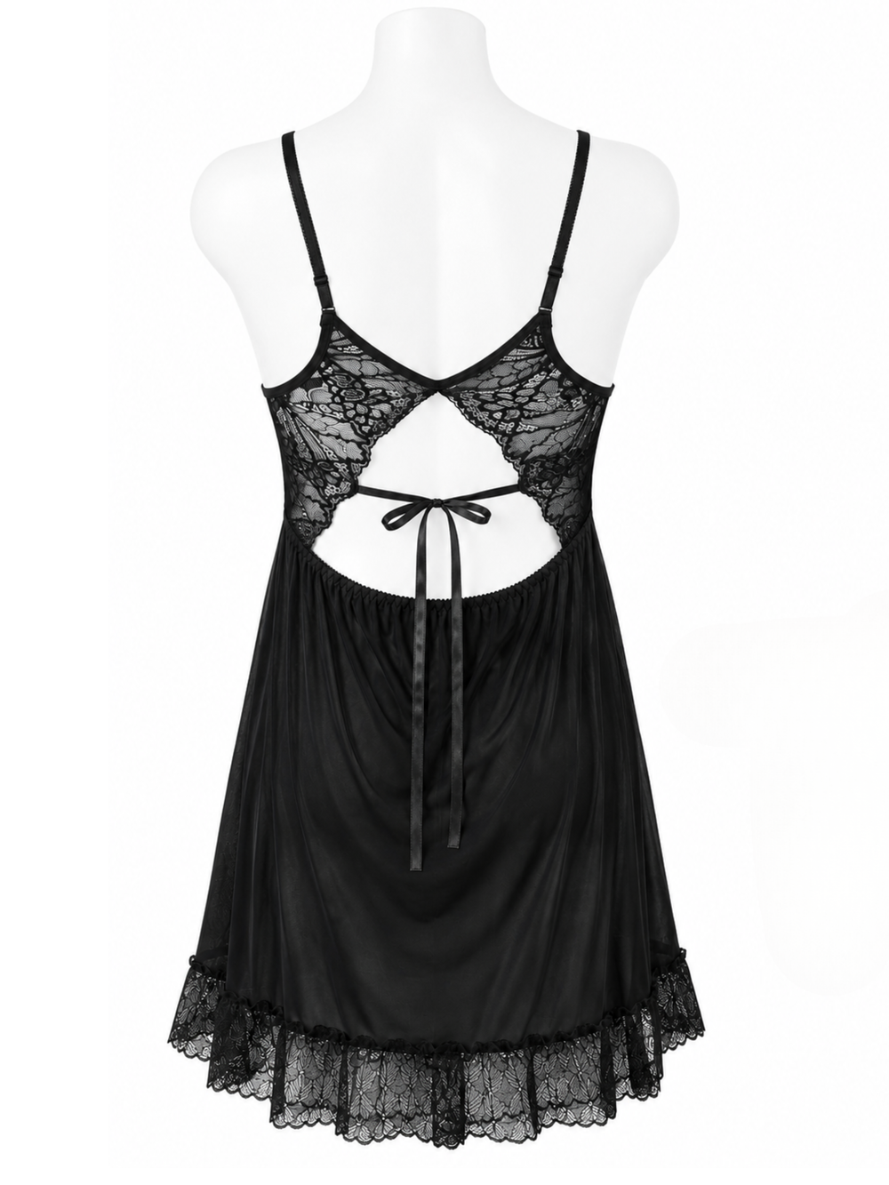 Sexy black malai modal lace babydoll dress for women