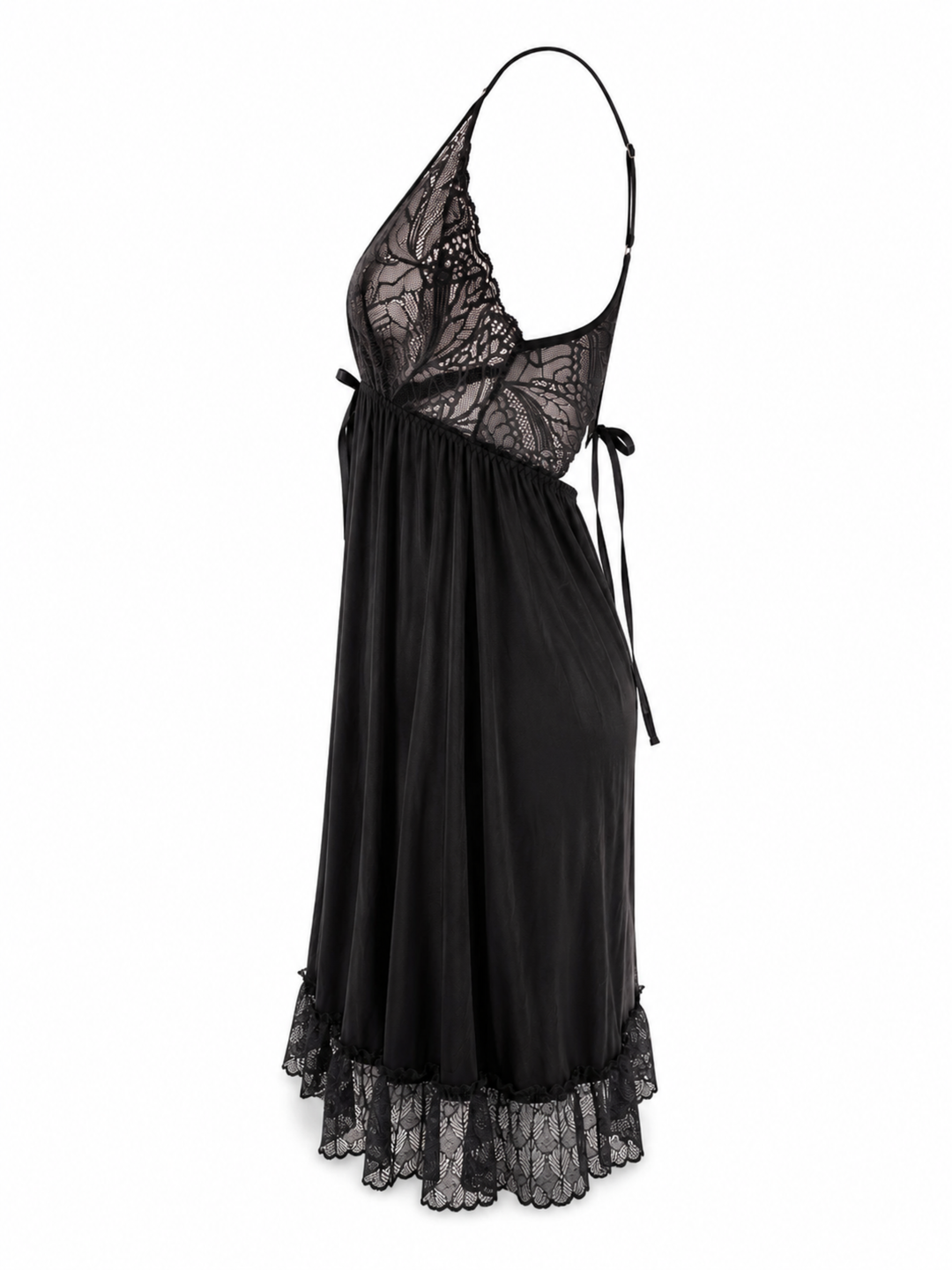 Sexy black malai modal lace babydoll dress for women