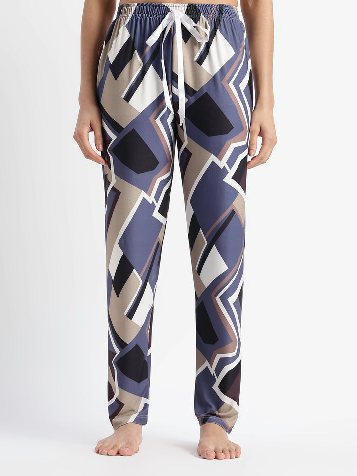 Blue Mosaic Gloss Malai Pajama Sets For Girls And Women