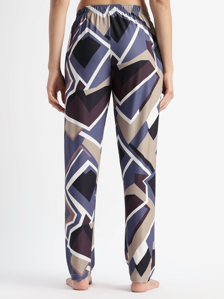 Blue Mosaic Gloss Malai Pajama Sets For Girls And Women