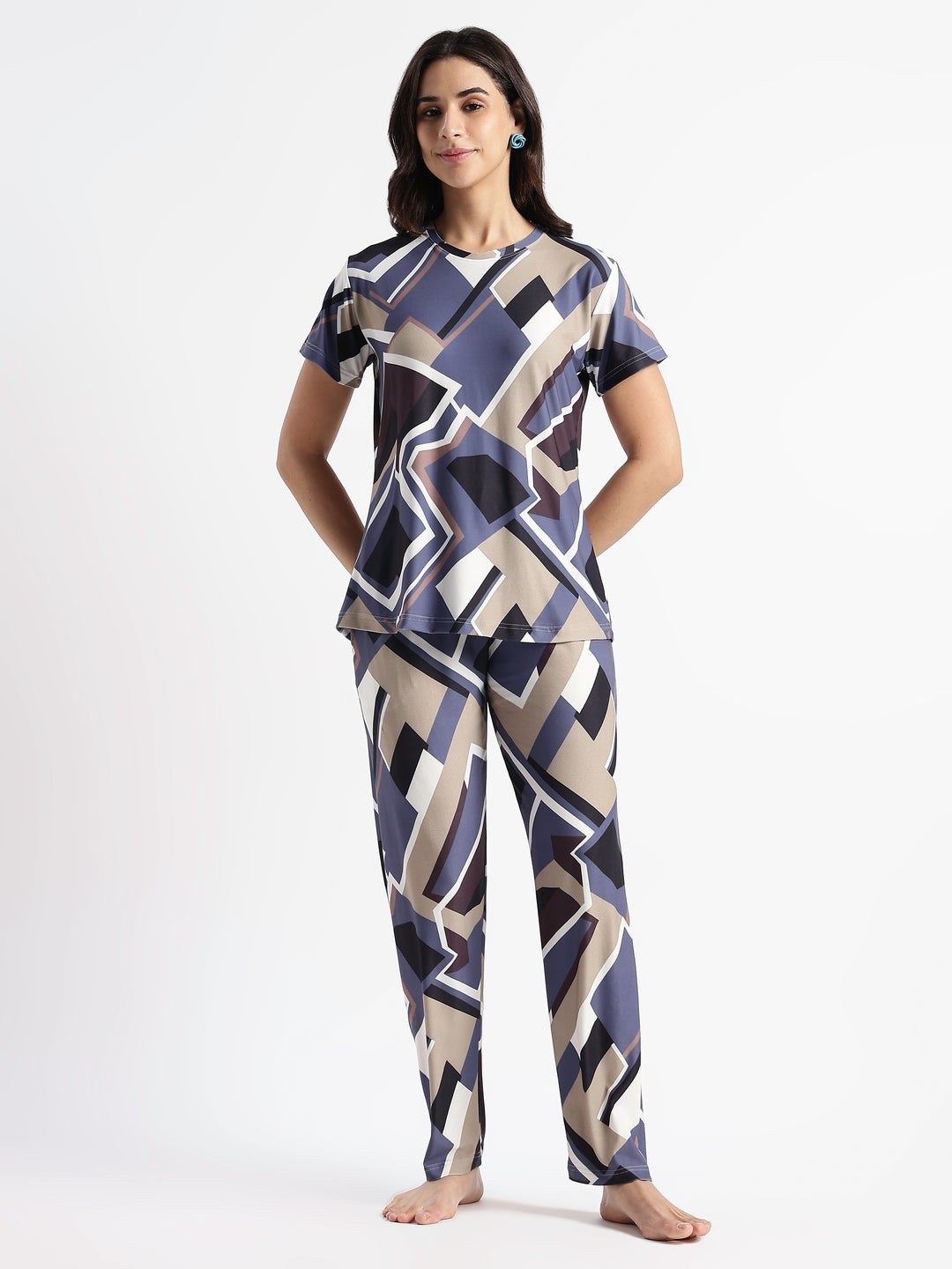 Blue Latte Printed Loungewear Set for Girls