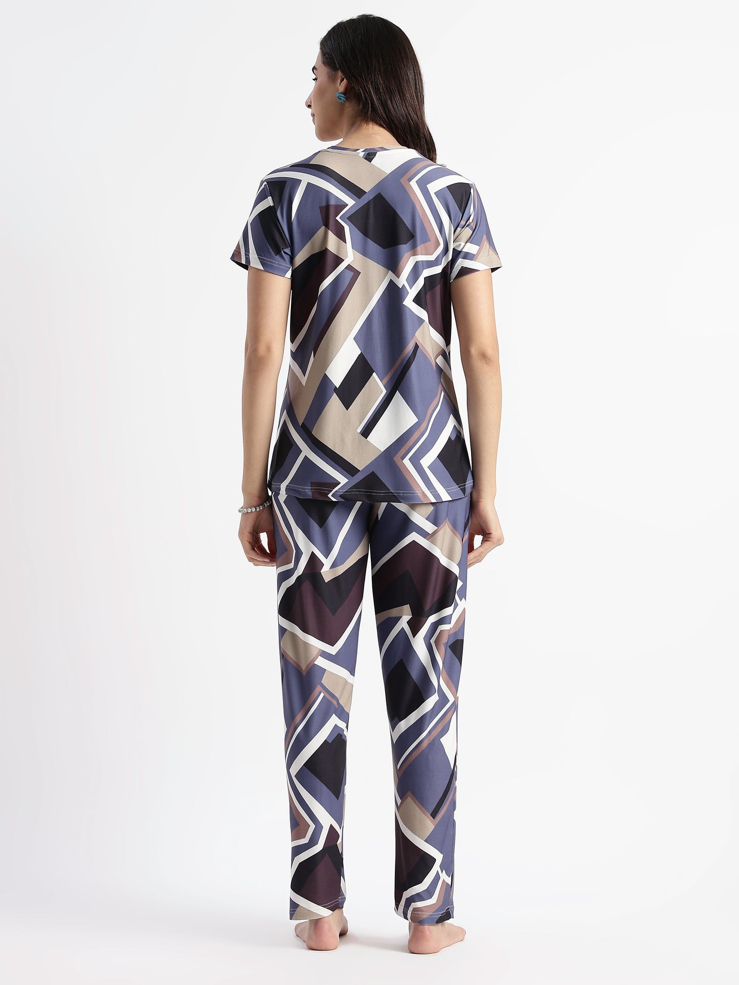 Blue Latte Printed Loungewear Set for Girls