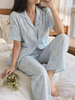 Pastel Blue Botanical Print Co Ord Dreamy Sleepwear Set for Women
