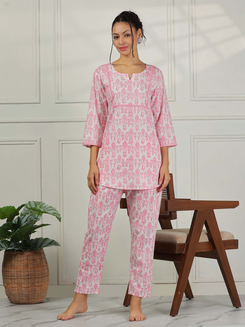 Branded Blush Pink Cotton Coord Set for Girls And Women 