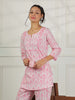 Blush Pink Cotton Coord Set for Women – Floral Print Sleepwear & Lounge Set
