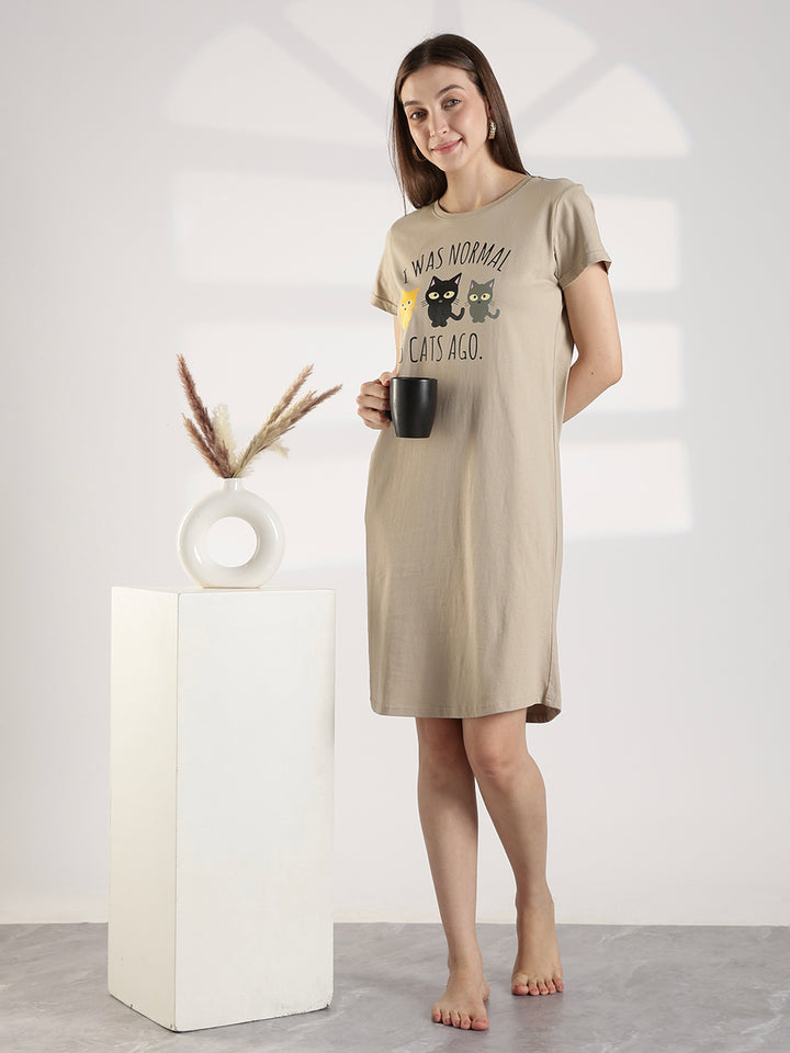 Plus size hosiery cotton short nighty for women with breathable fabric