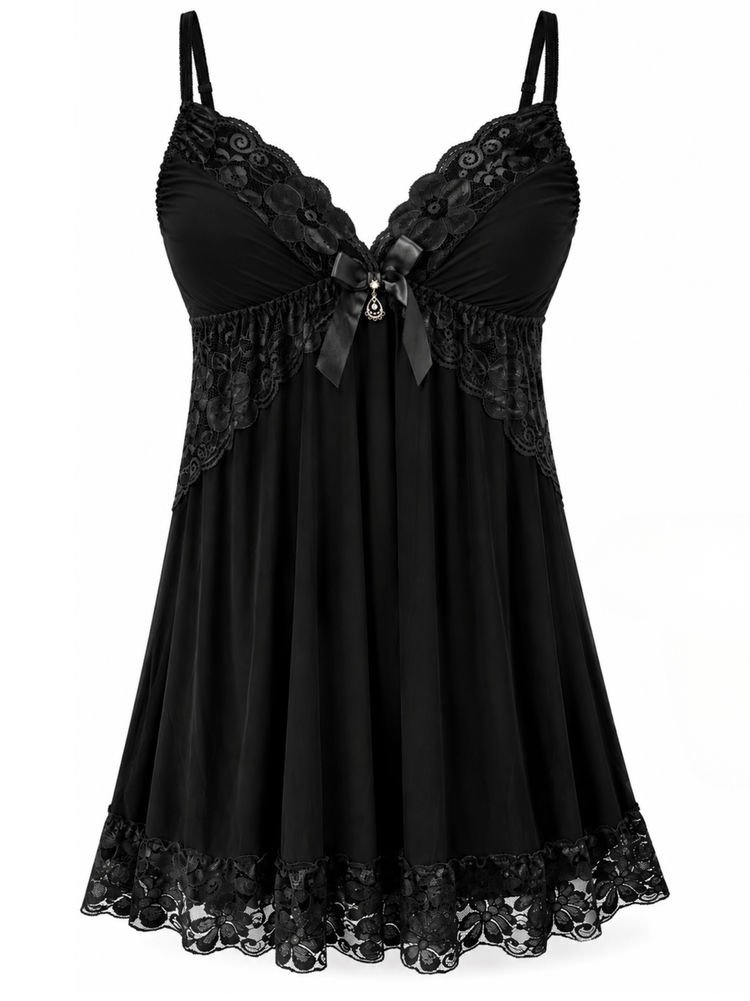 Breathable black bridal nightwear set for women