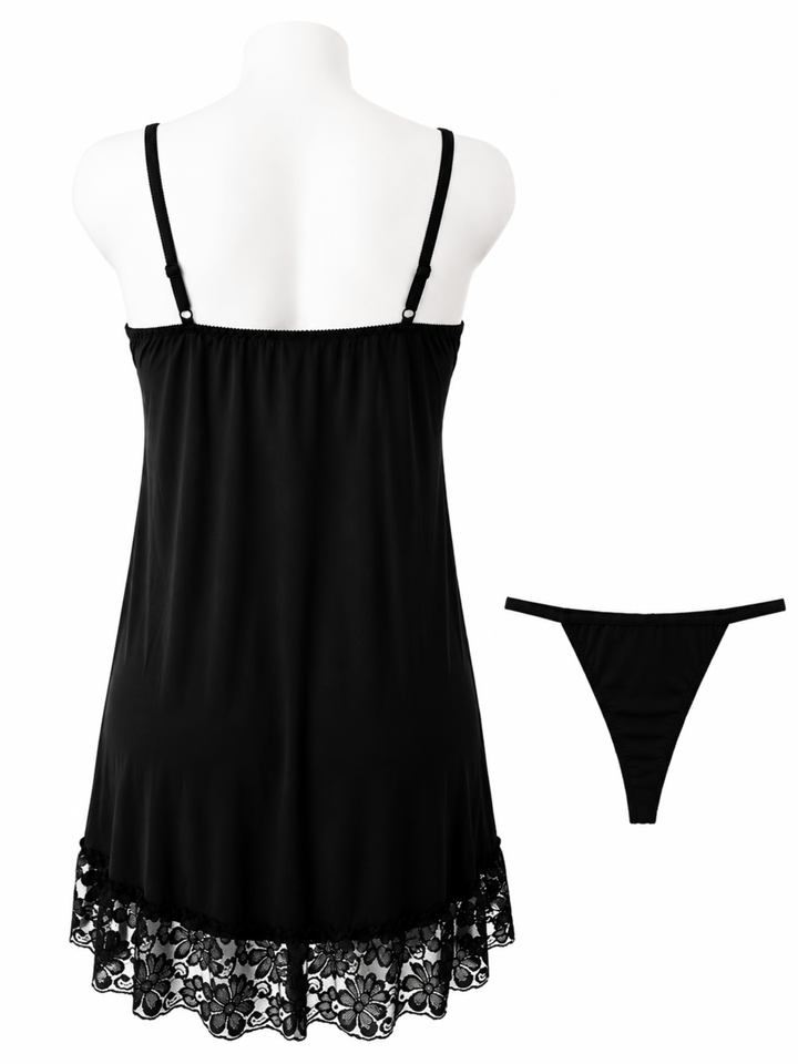 Breathable black bridal nightwear set for women