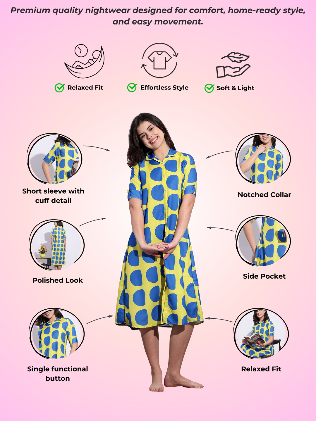 Bubble blast print classy modern style nighty for women