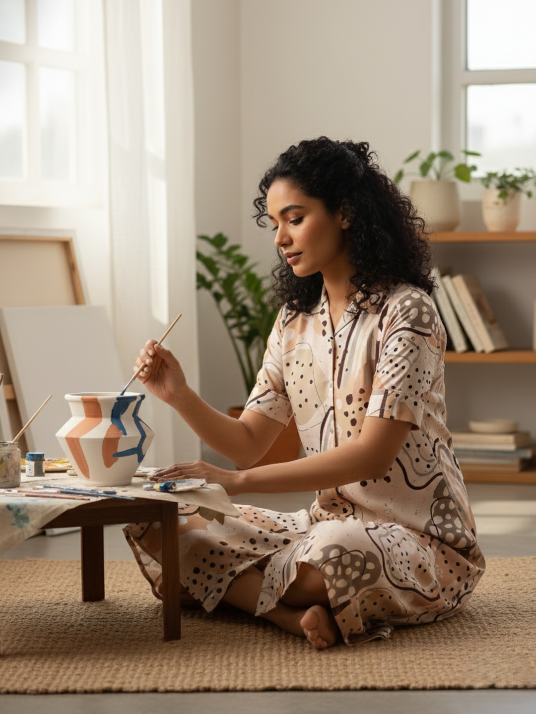 Choco chip soft rayon chic style nighty dress for women