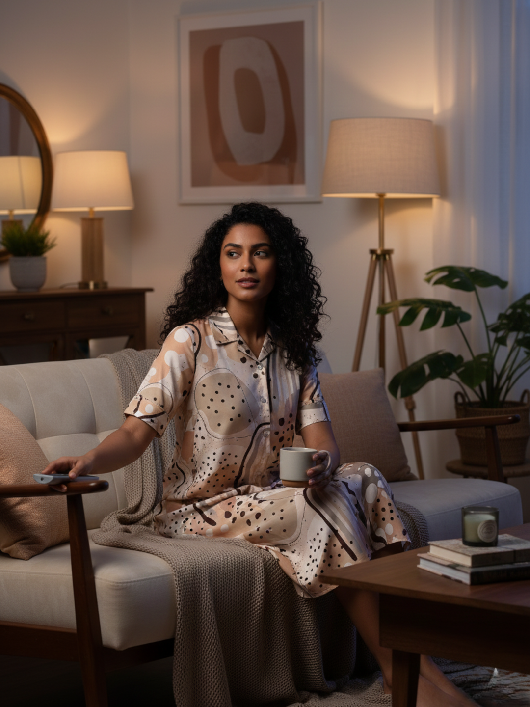 Choco chip soft rayon chic style nighty dress for women