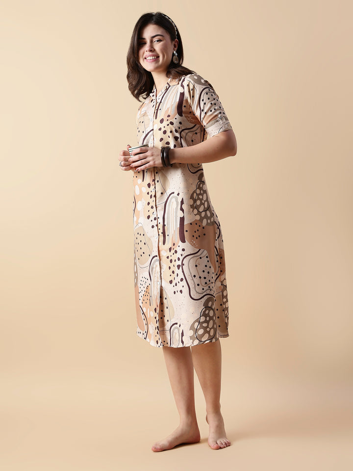 Choco chip soft rayon chic style nighty dress for women