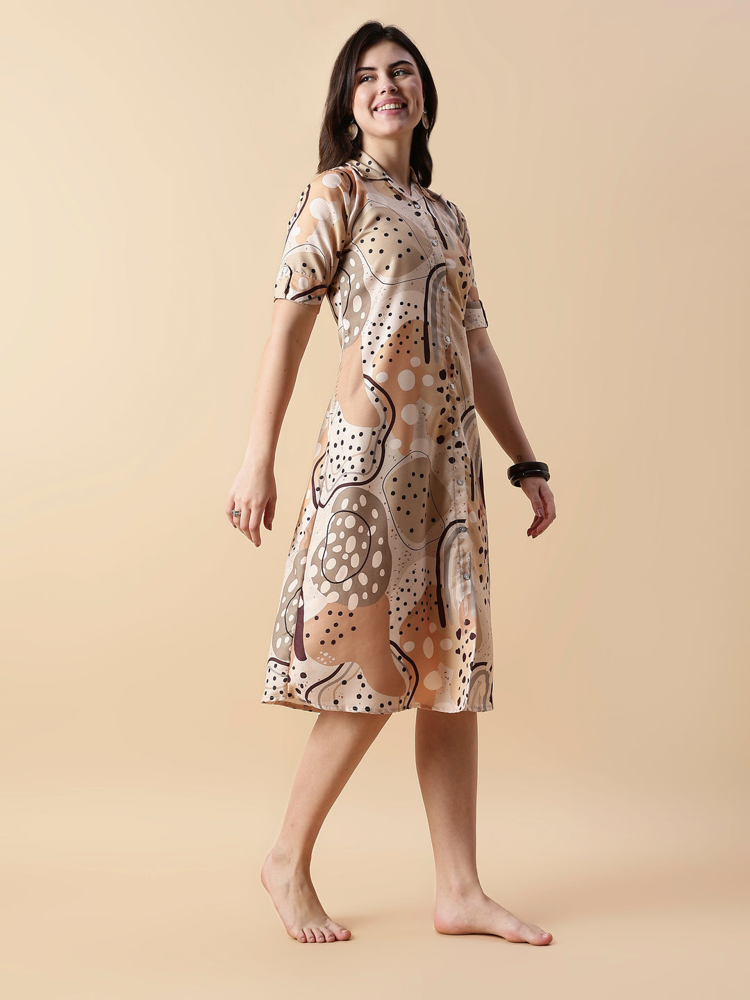 Choco chip soft rayon chic style nighty dress for women