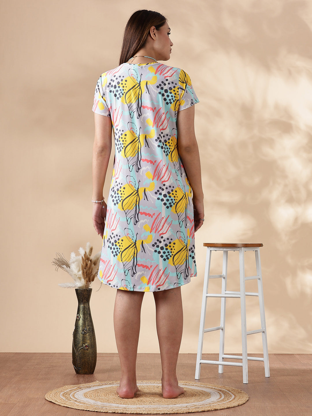 Soft and comfortable gloss malai short night dress for women