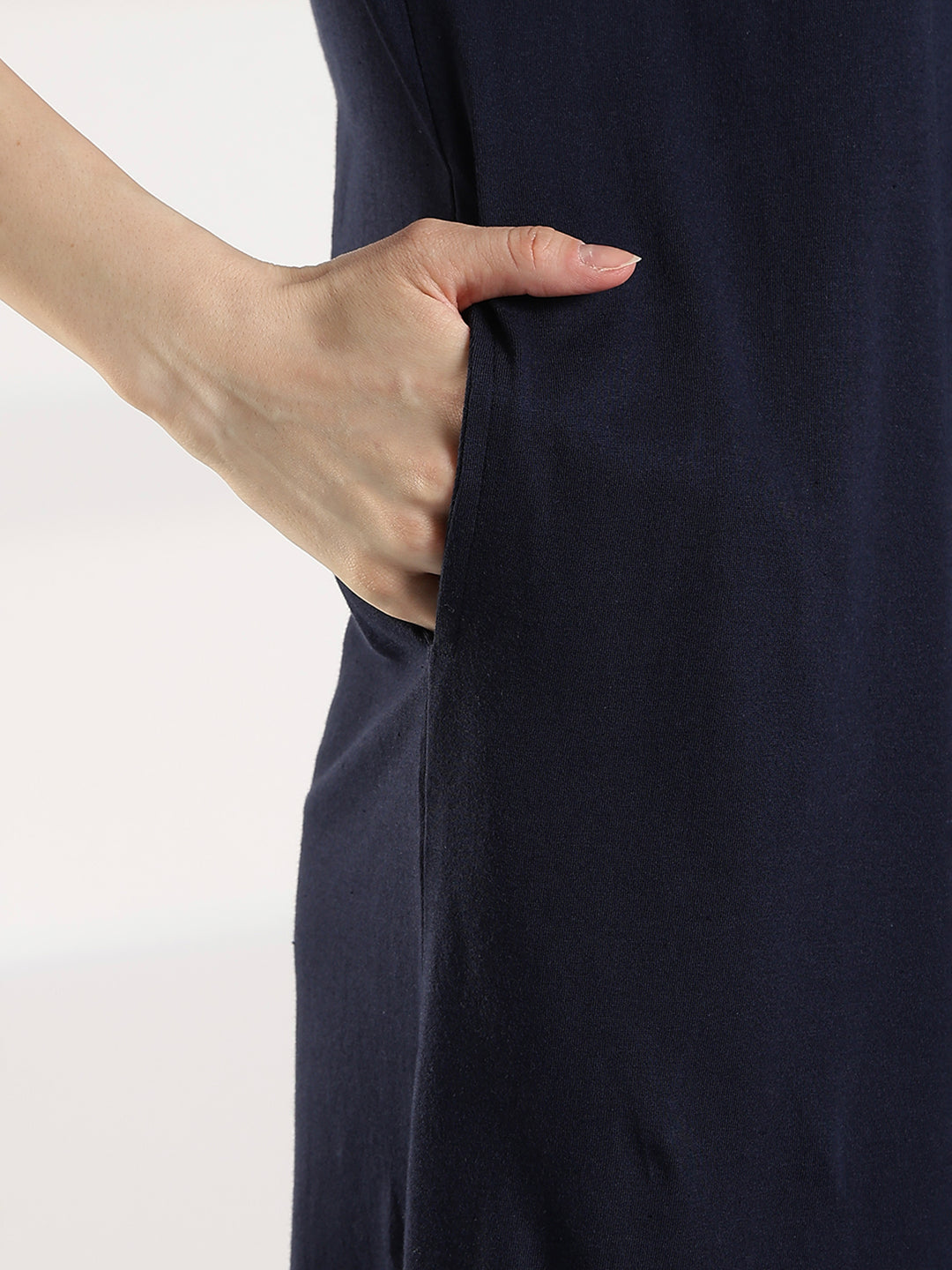 Dark navy knee length short nighty for women with relaxed comfortable fit