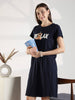 Dark Navy Relaxed Fit Knee Length Cotton Nighty for Women