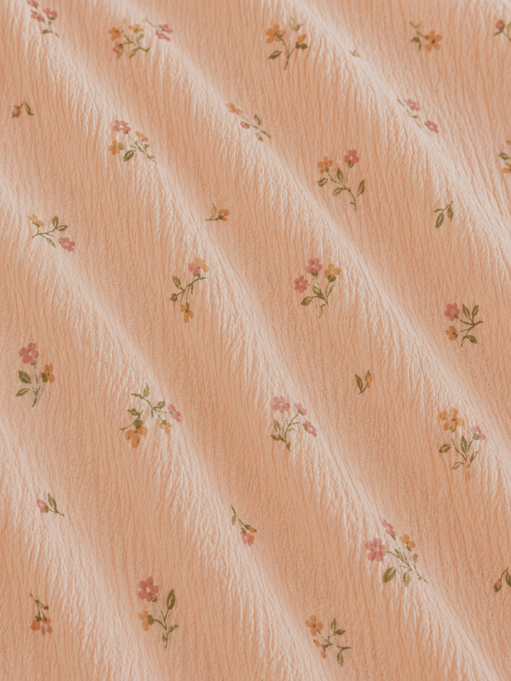 vintage floral korean style night suit in peach fizz
