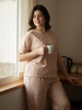Creamy Heart Dream-Soft Lycra Modern PJ Set for Women