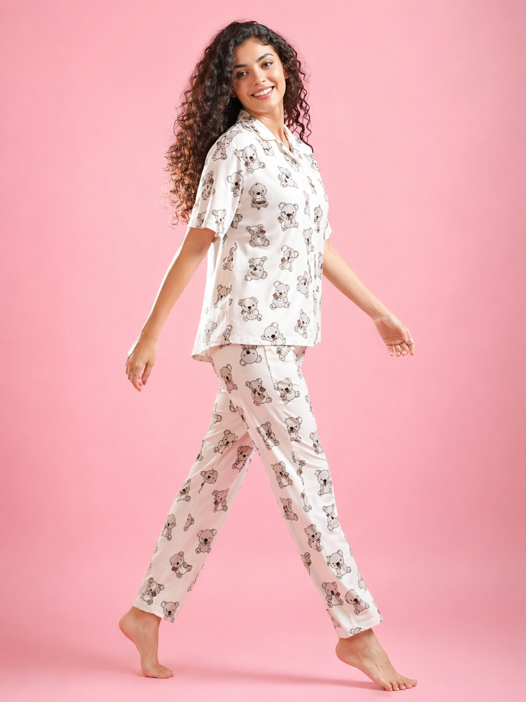 Creamy teddy soft lycra pajama sets and loungewear for women