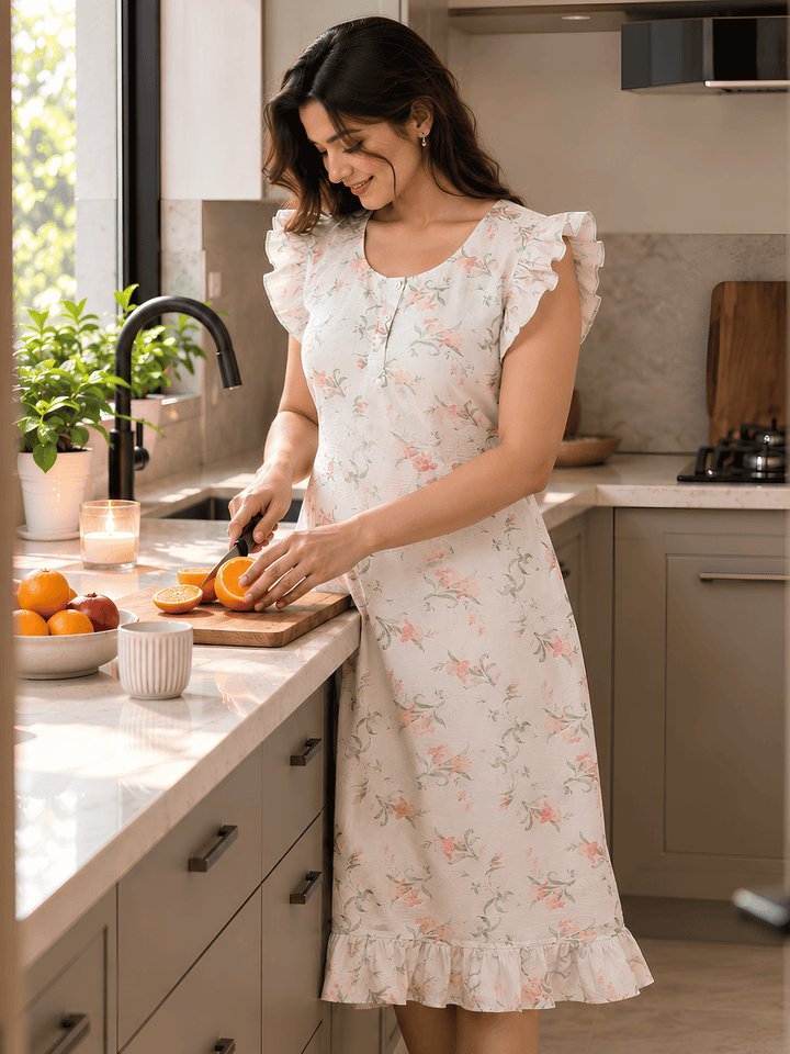 Bamboo feel crush cotton A line nighty for women online