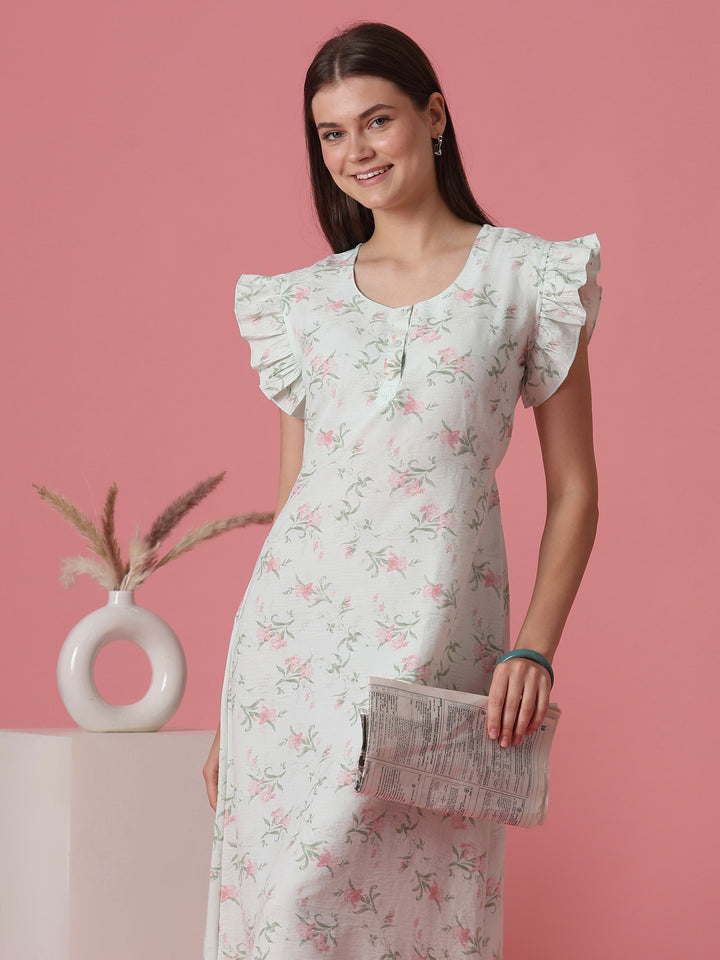 Bamboo feel crush cotton A line nighty for women online