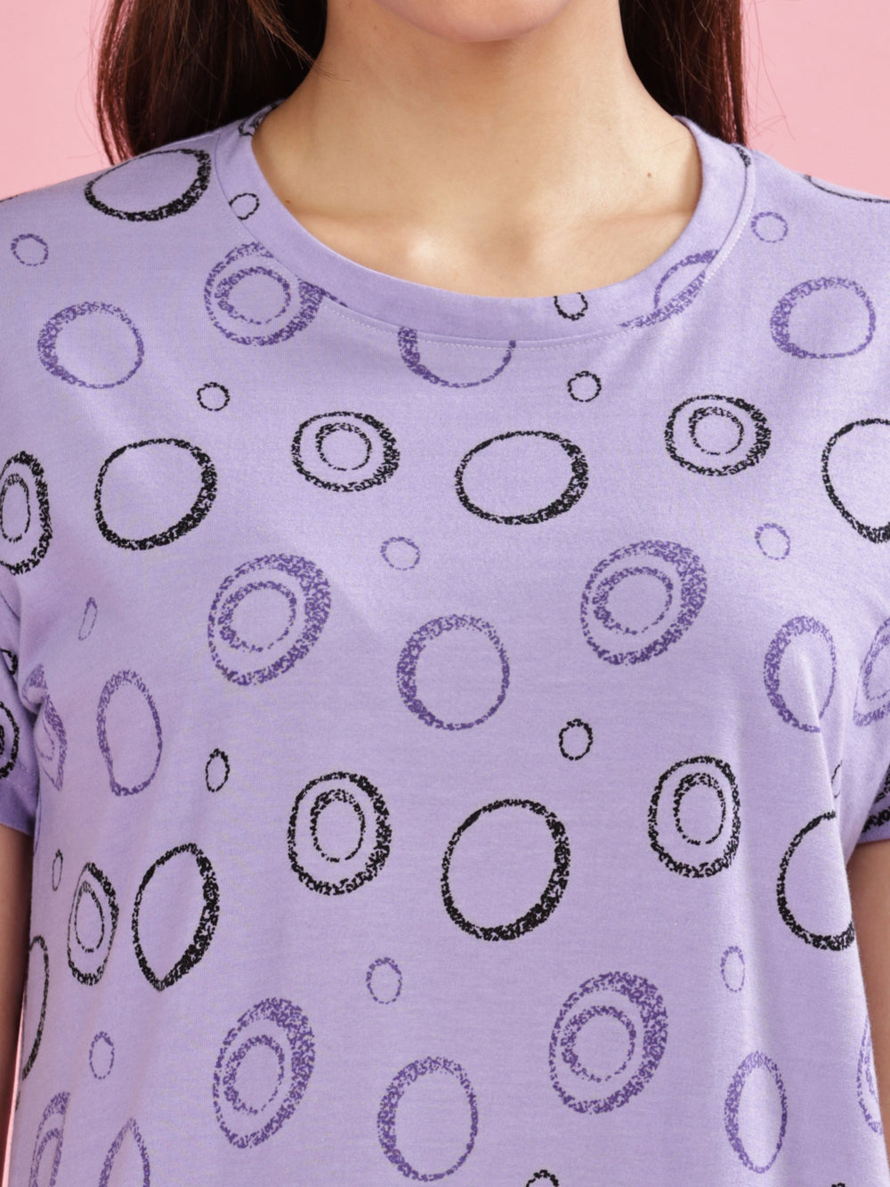 Lavender plus size daily wear nighty in 100% premium hosiery cotton